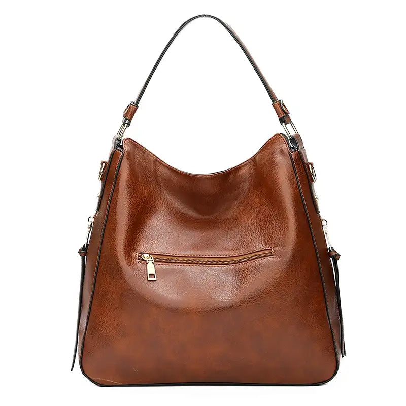 Faux Leather Vintage Hobo Large Tote Bag – additional view 2