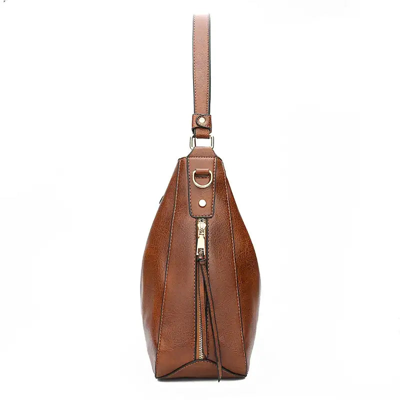 Faux Leather Vintage Hobo Large Tote Bag – additional view 4