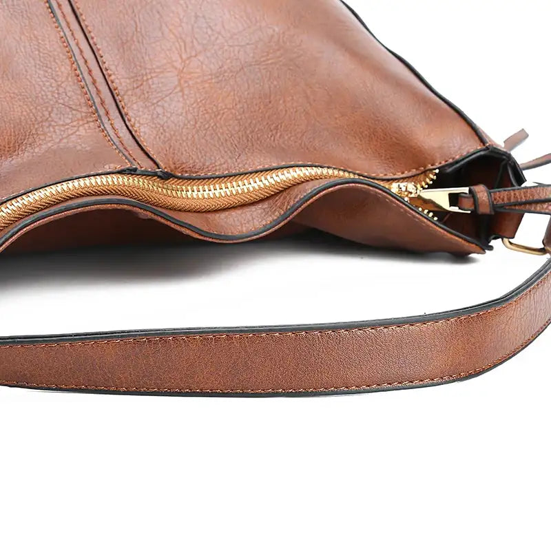 Faux Leather Vintage Hobo Large Tote Bag – additional view 6