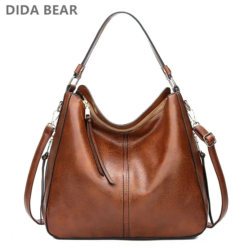 Faux Leather Vintage Hobo Large Tote Bag