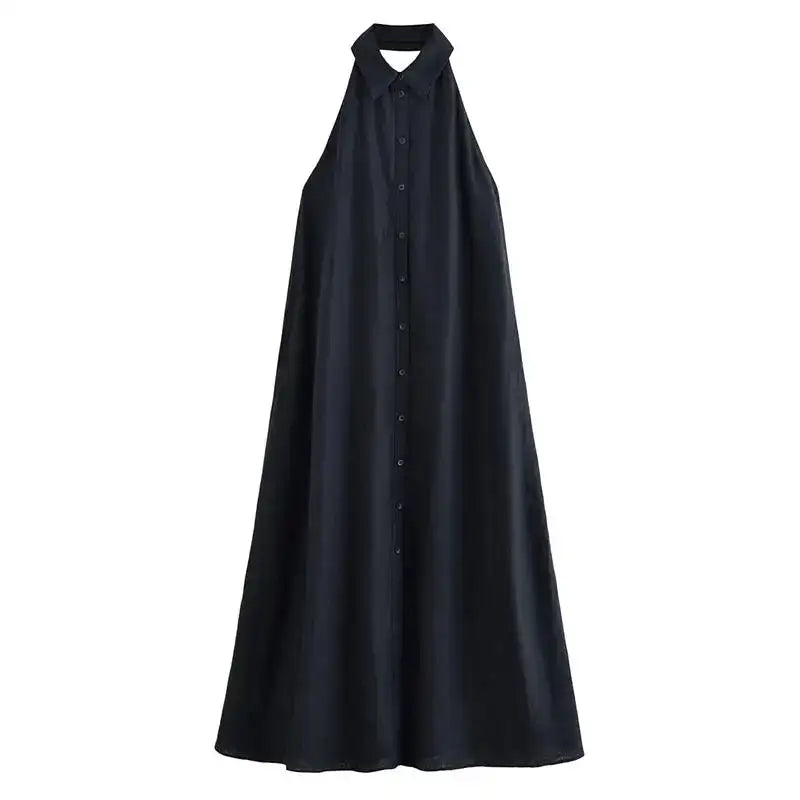 Elegant Halter Neck Maxi Holiday Dress – additional view 6