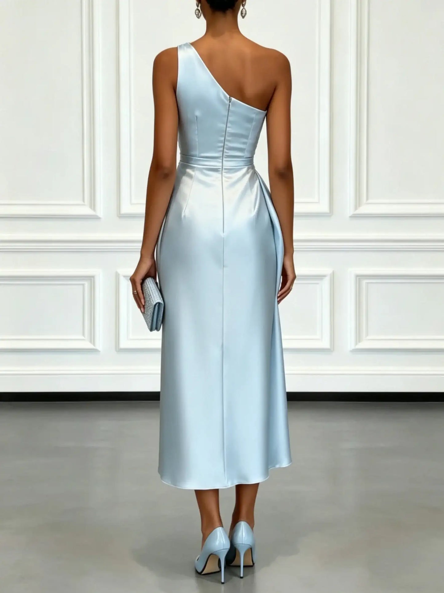 One Shoulder Satin Midi Dress – additional view 2