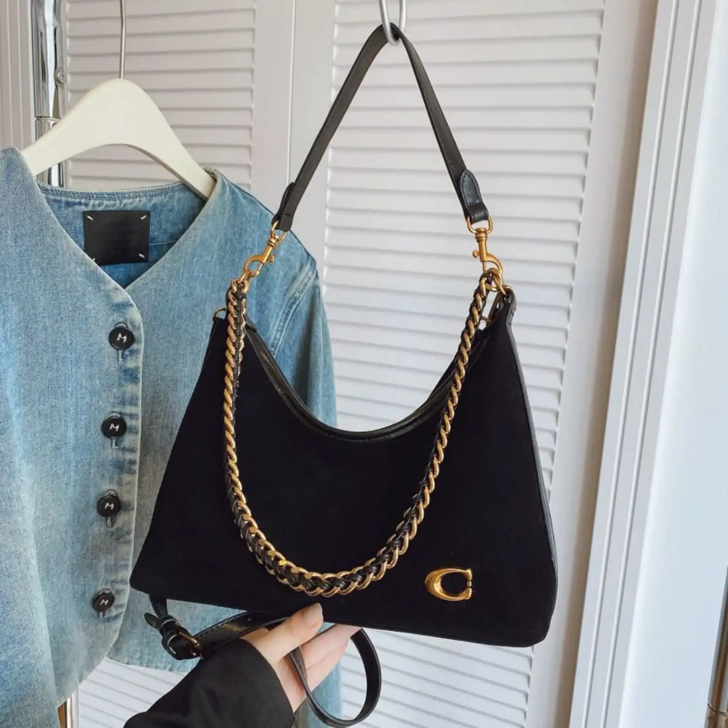 Black Suede Large Crossbody – additional view 4