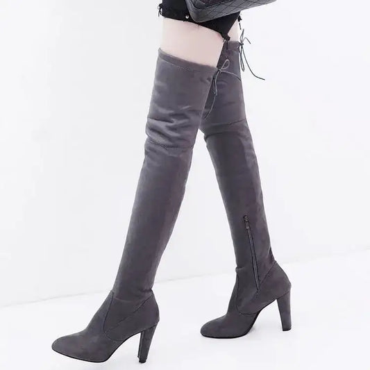 Plus Size High Heel Knee High Frosted Boots – additional view 2
