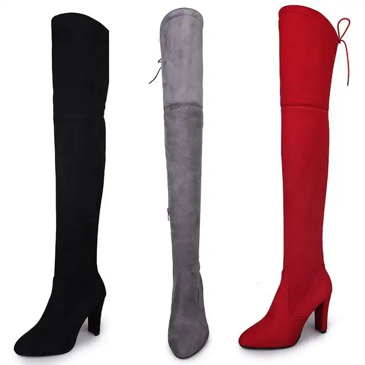 Plus Size High Heel Knee High Frosted Boots – additional view 4