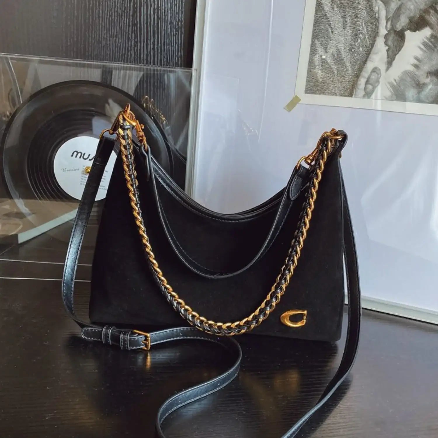 Black Suede Large Crossbody – additional view 6