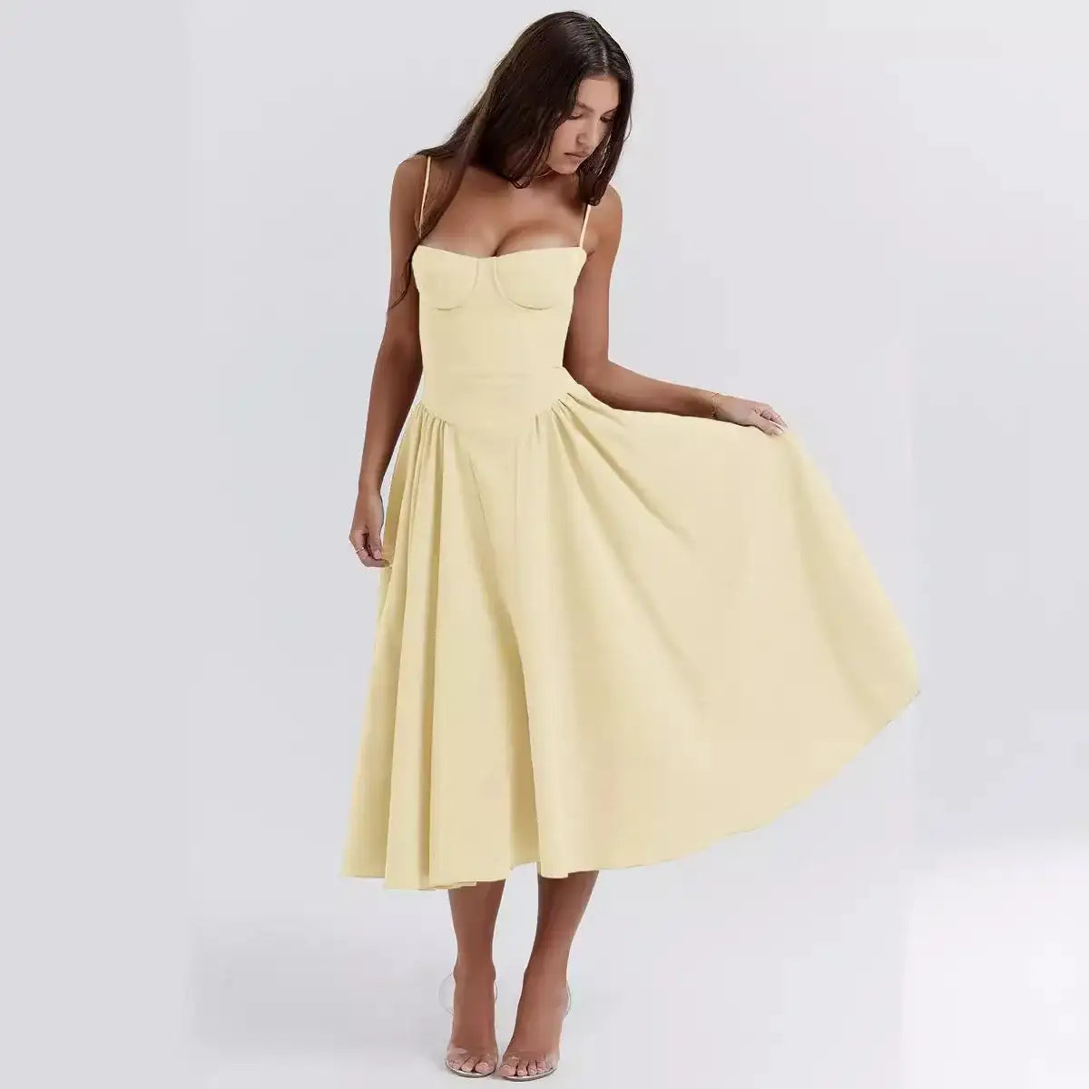Sexy Backless Pleated Midi Dress – additional view 5