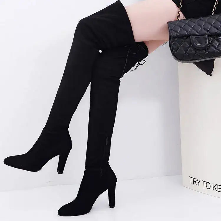 Plus Size High Heel Knee High Frosted Boots – additional view 3