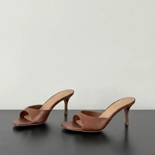 Sheepskin Leather Thin Heel Mule Sandals – additional view 2