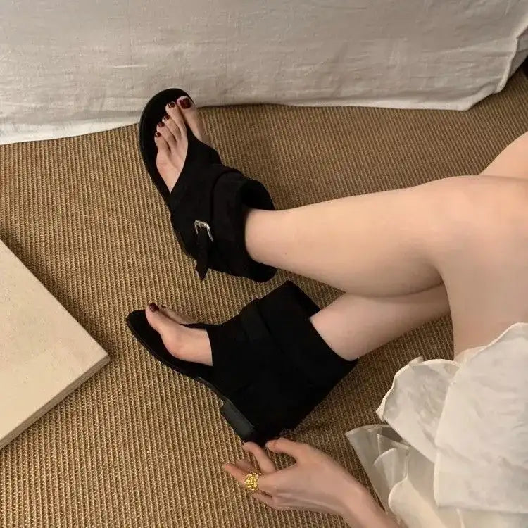 Clip Toe Flat Sandals Street Style Shoes