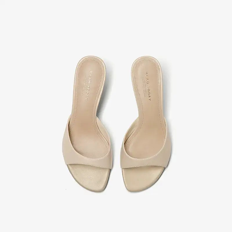 Sheepskin Leather Thin Heel Mule Sandals – additional view 4