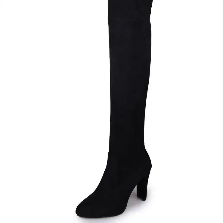 Plus Size High Heel Knee High Frosted Boots – additional view 5