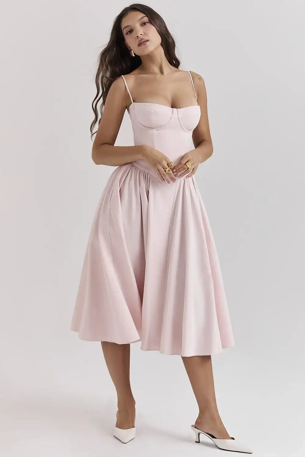 Sexy Backless Pleated Midi Dress – additional view 6