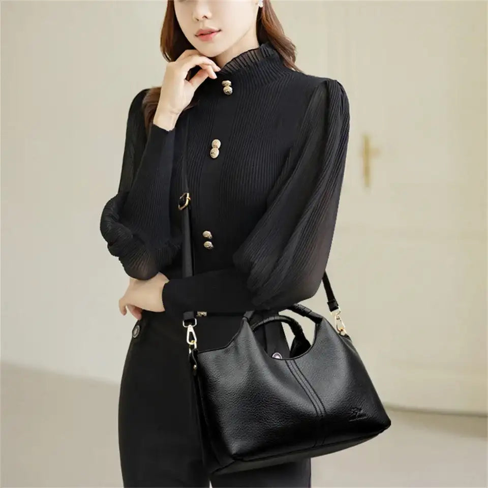 Soft Leather Women's Tote Crossbody Commuter Bag – additional view 3