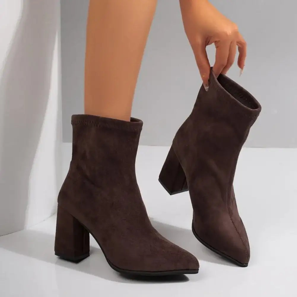 Pointed Toe Stretch Sock High Heel Boots – additional view 3