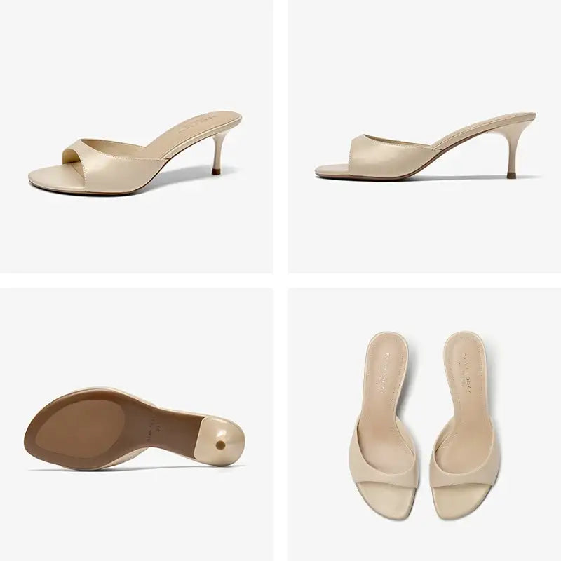 Sheepskin Leather Thin Heel Mule Sandals – additional view 6
