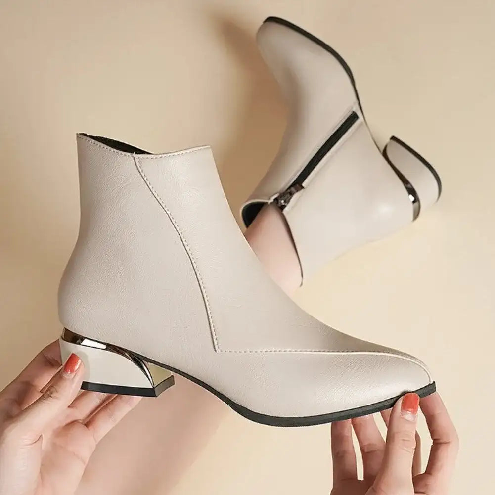 British Style Thick Heel Women's Ankle Boots