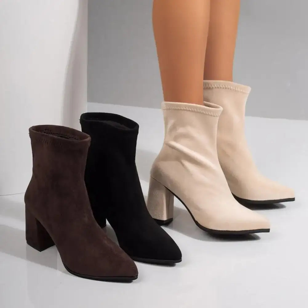 Pointed Toe Stretch Sock High Heel Boots – additional view 2