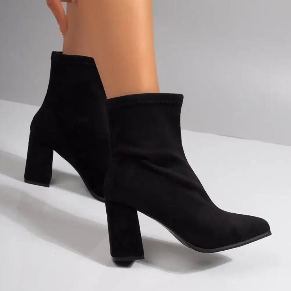 Pointed Toe Stretch Sock High Heel Boots – additional view 5