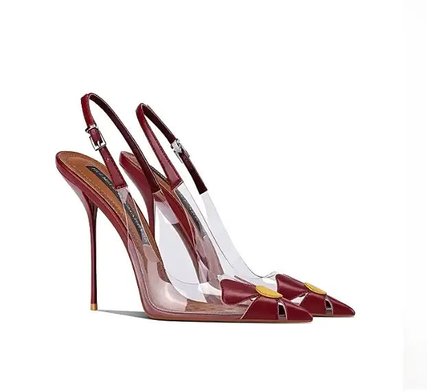 Transparent Slim Heel Flower High Heels – additional view 4