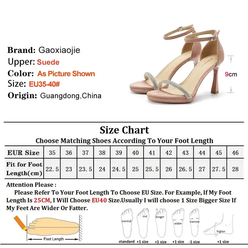 Round Toe Rhinestone Thin Heel Sandals – additional view 2