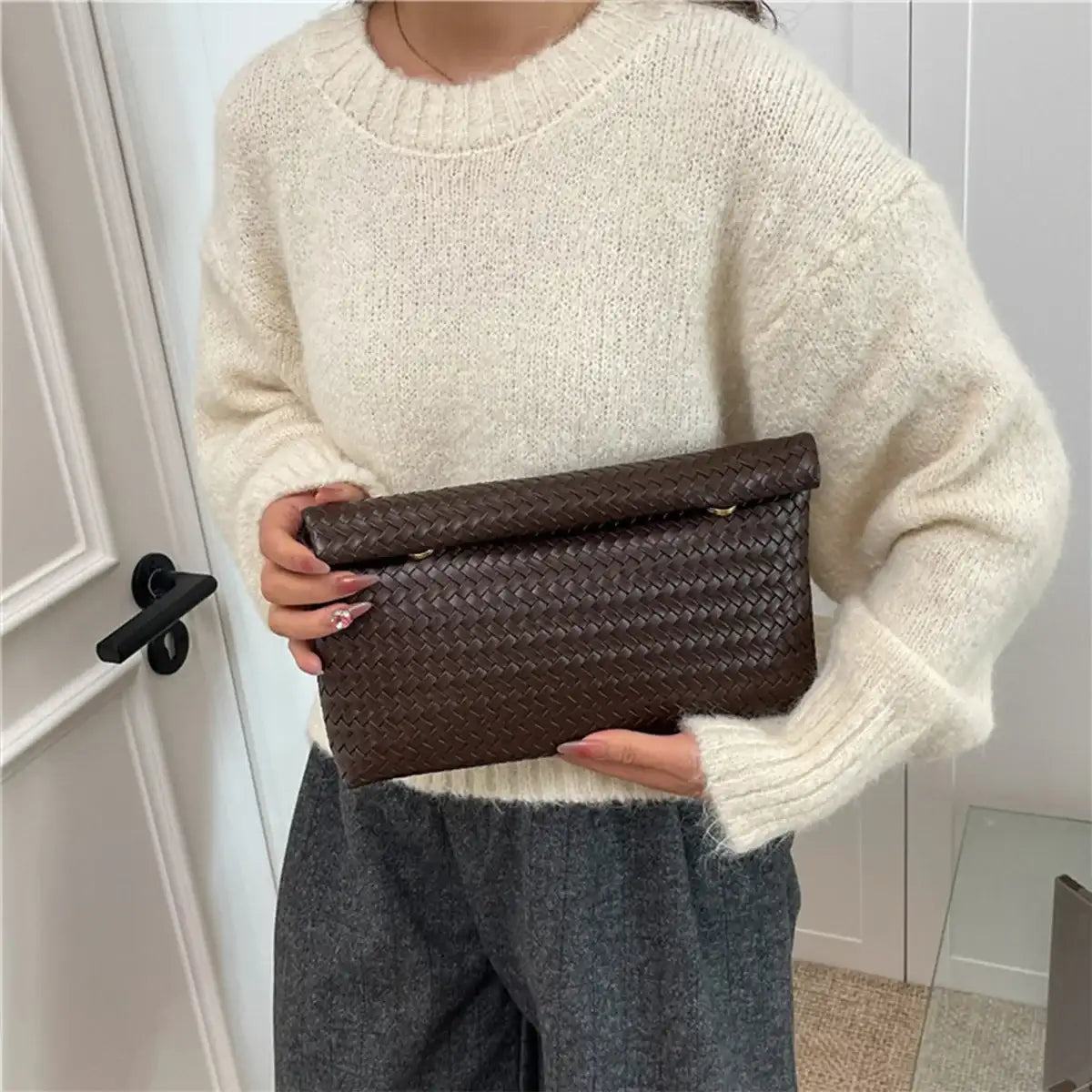 Braided PU Leather Clutch