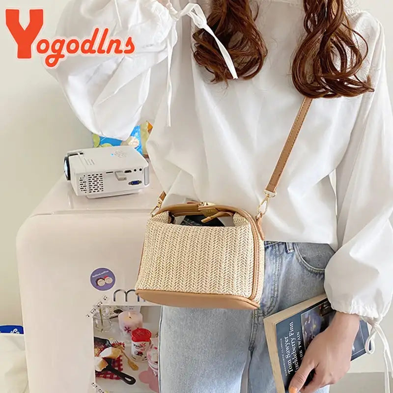 Small Straw Bucket Crossbody – additional view 5