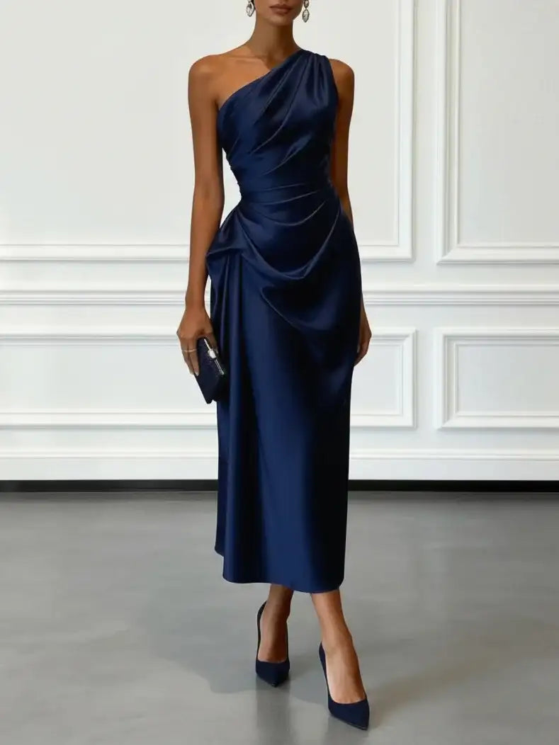 One Shoulder Satin Midi Dress – additional view 5