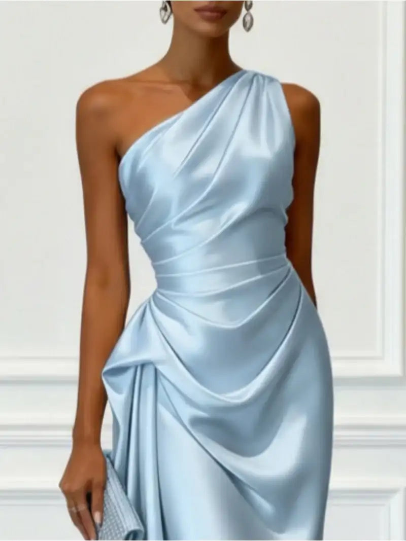 One Shoulder Satin Midi Dress – additional view 3