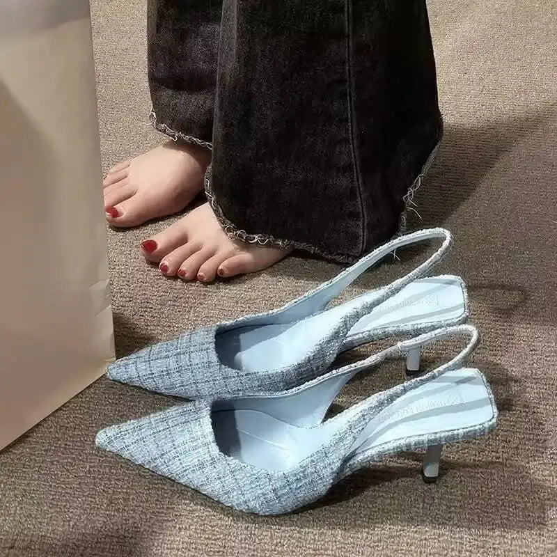 Knitted Platform Pointed Toe Stiletto Sandals