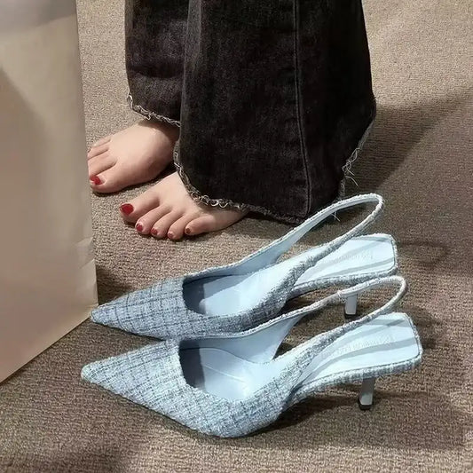 Knitted Platform Pointed Toe Stiletto Sandals