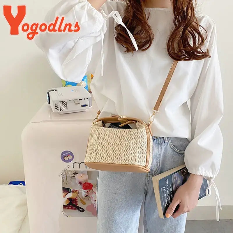 Small Straw Bucket Crossbody – additional view 4