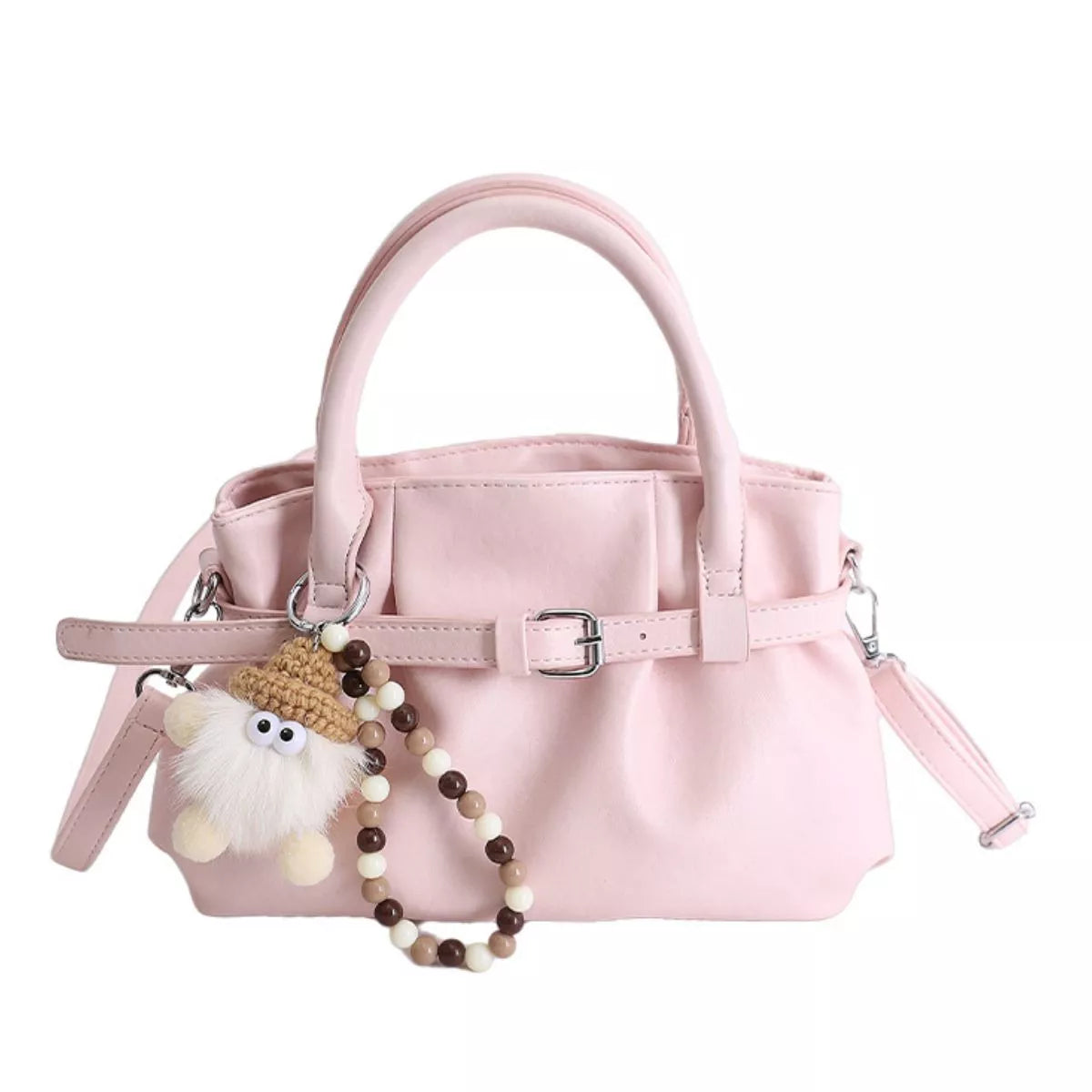 Pink Medium PU Leather Handbag – Color Option 2