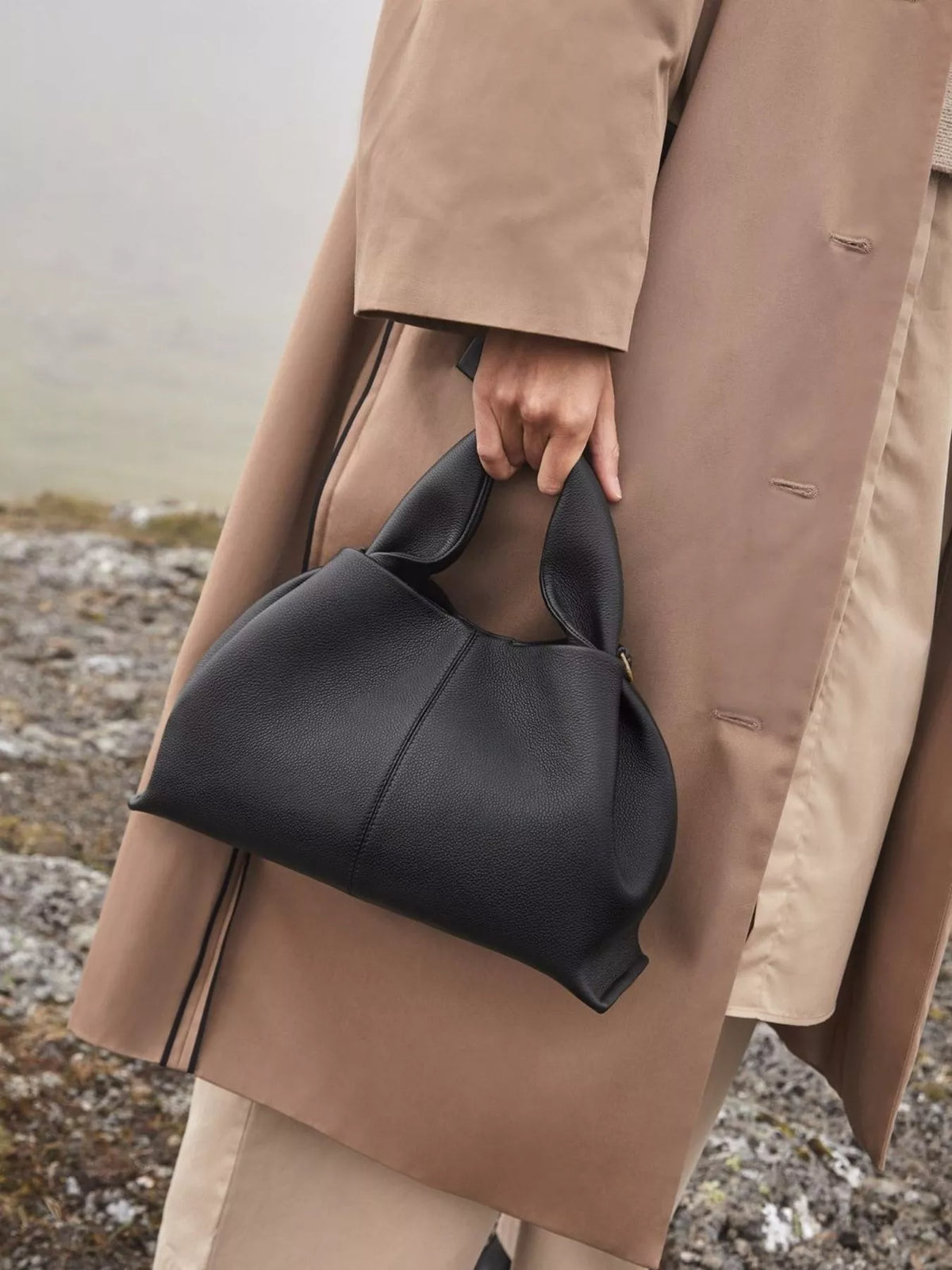 Ruched PU Leather Crossbody Bag – Back View | Celina Studio