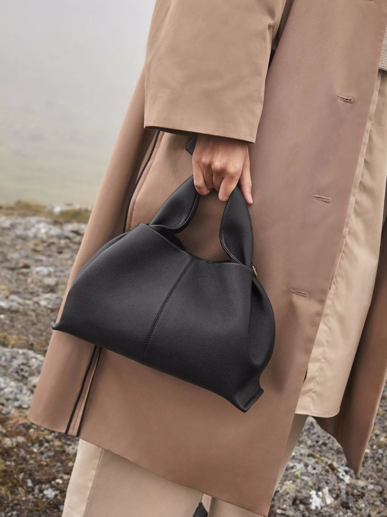 Ruched PU Leather Crossbody Bag – Back View | Celina Studio