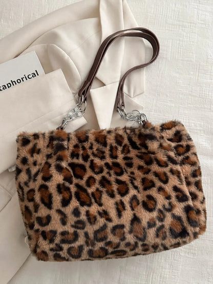 Faux Fur Leopard Shoulder Bag – Back View | Celina Studio