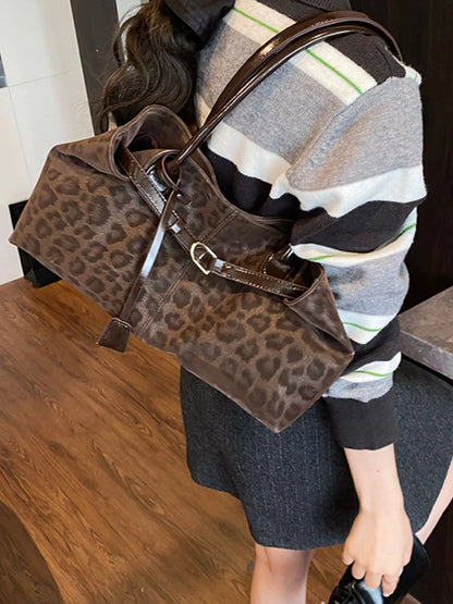 Large Leopard-Print PU Leather Handbag – Color Option 1