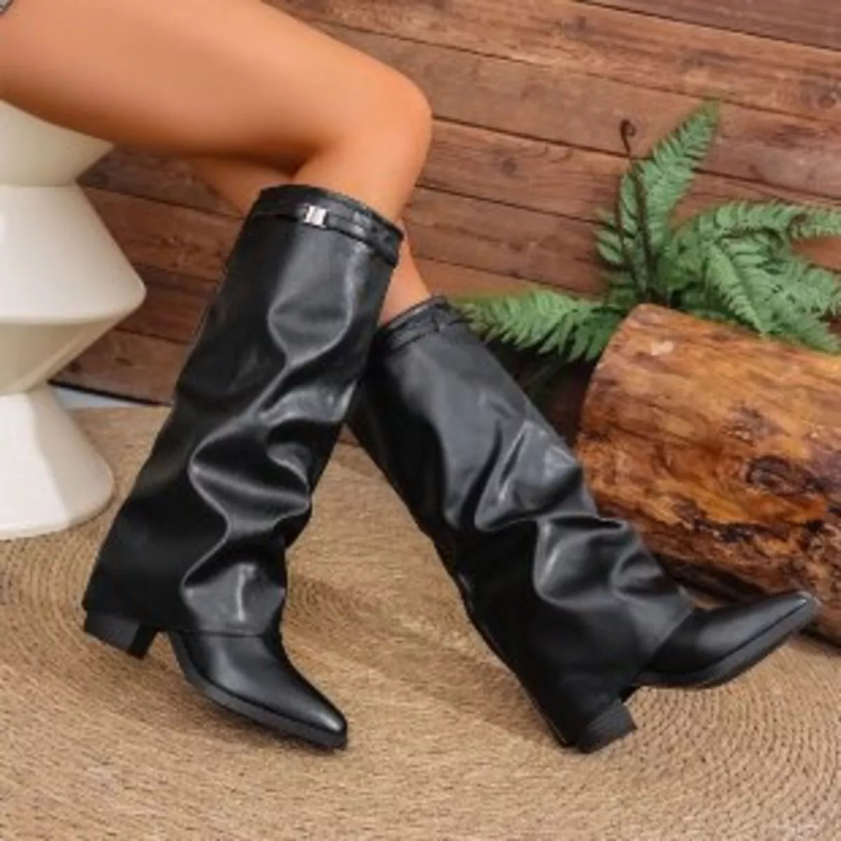Off-White Point-Toe High-Heel Boots – Color Option | Celina Studio