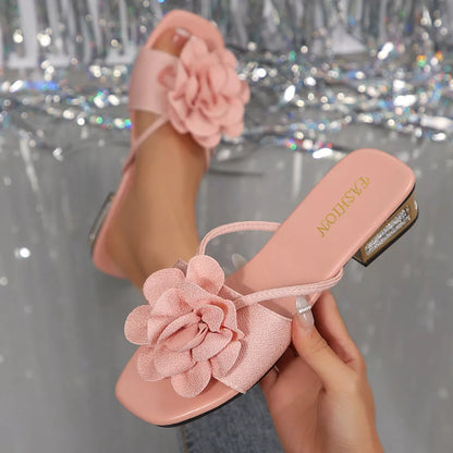Celina Studio Open-Toe Low Block-Heel Sandals – Pair Top-Down View