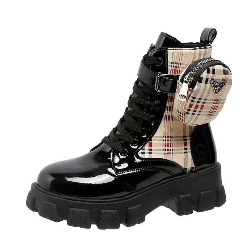Buckle Platform Round Toe Ankle Boots - Celina Studio