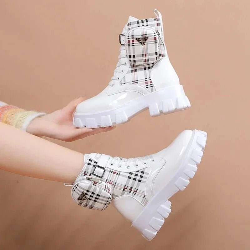 Buckle Platform Round Toe Ankle Boots - Celina Studio