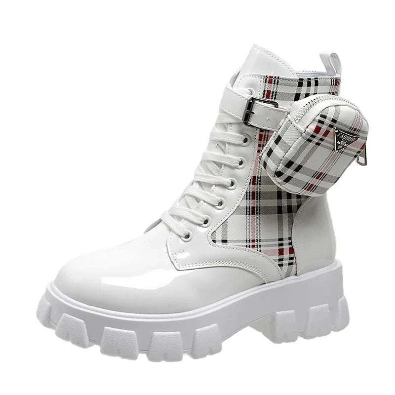 Buckle Platform Round Toe Ankle Boots - Celina Studio