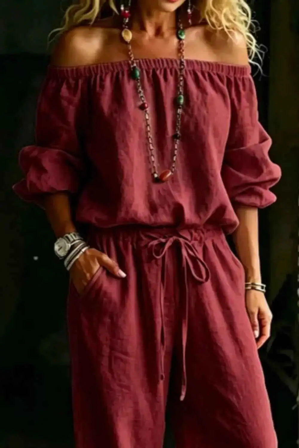 Off-Shoulder Top and Pants Set