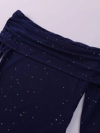 Glitter Off-Shoulder Maxi Dress – Additional Product Image 5 | Celina Studio