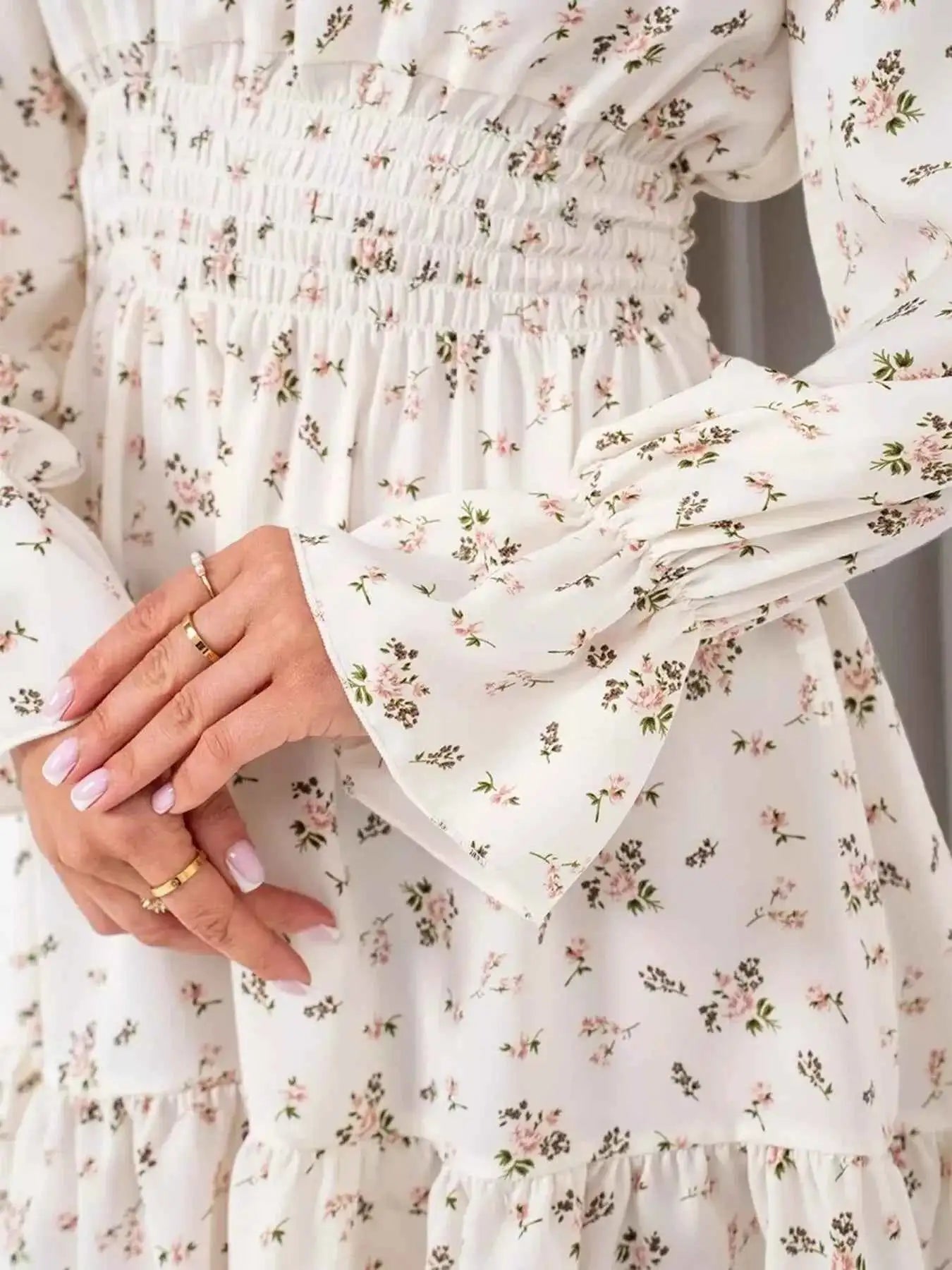 Off-Shoulder Floral Print Ruffle Dress