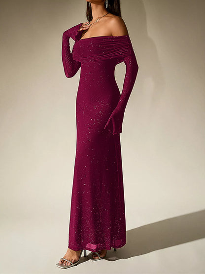 Glitter Off-Shoulder Maxi Dress – Additional Product Image 16 | Celina Studio