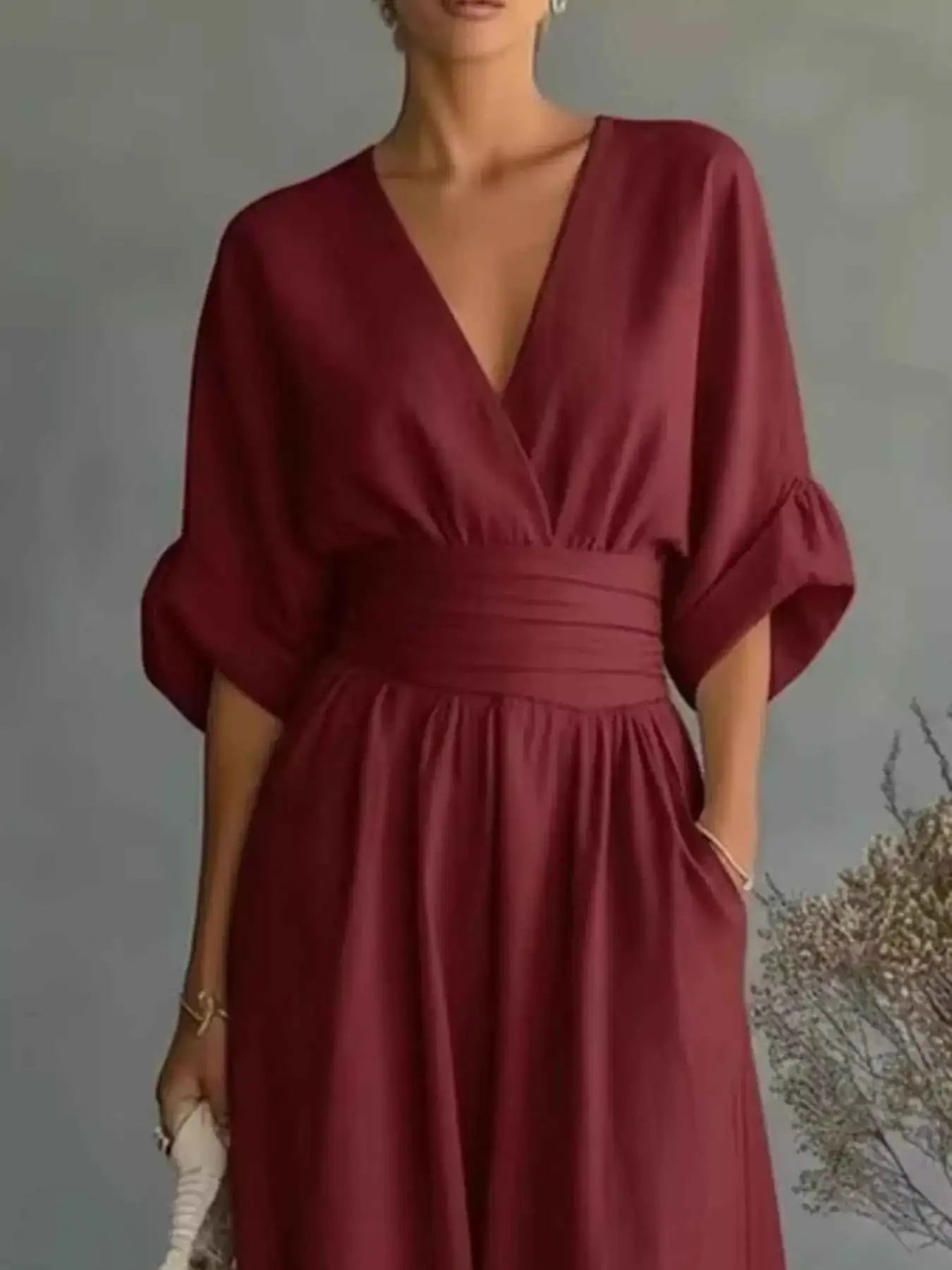 Half Sleeve Wide-Leg Jumpsuit