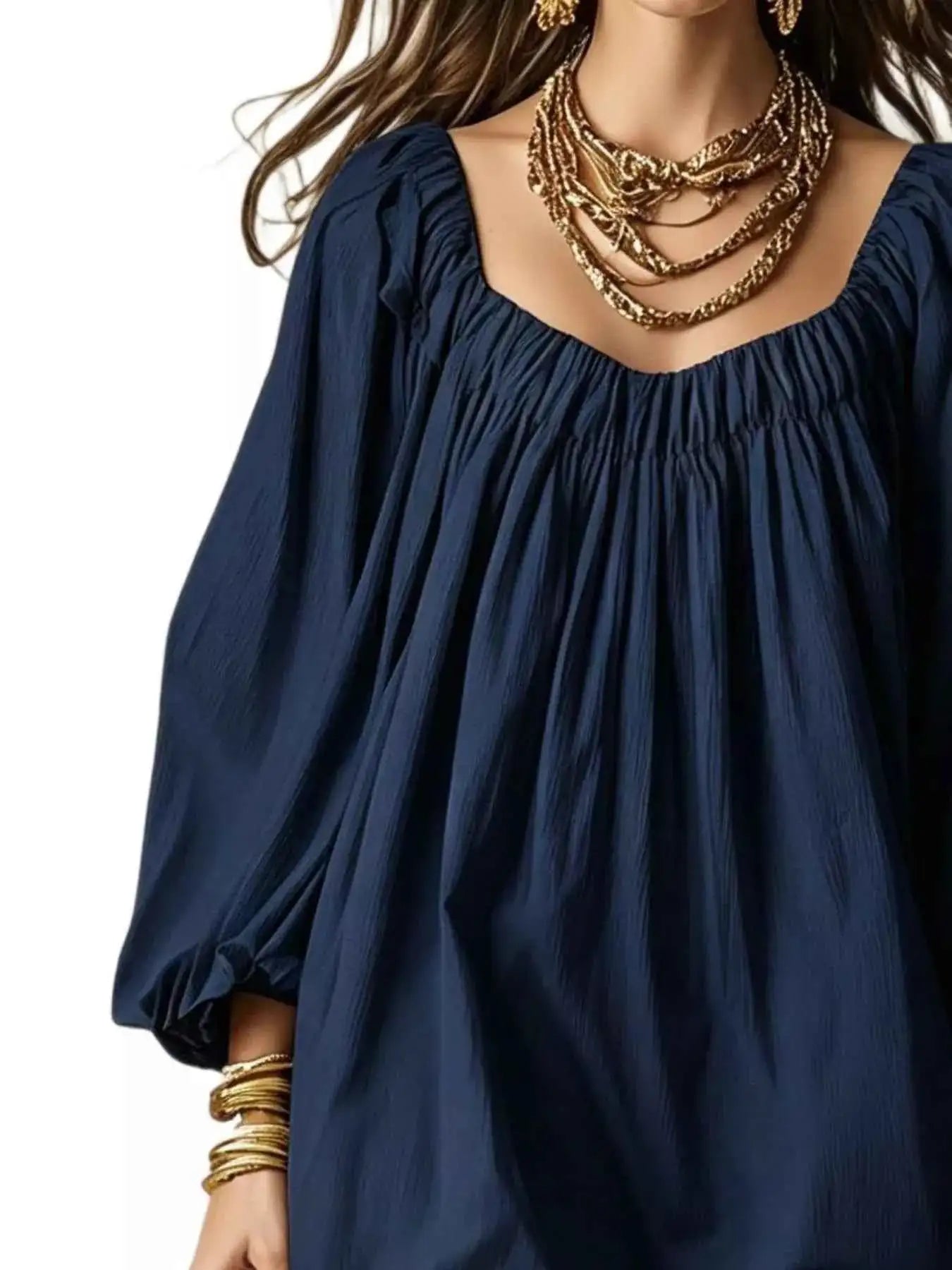 Flowy Balloon Sleeve Mini Dress