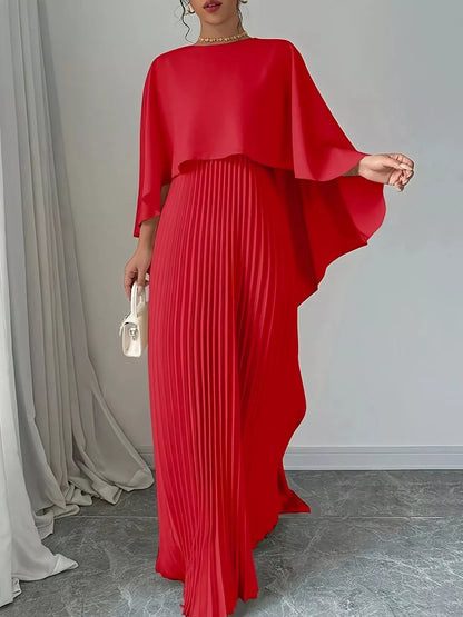 Pleated Cape Maxi Dress – Additional Product Image | Celina Studio