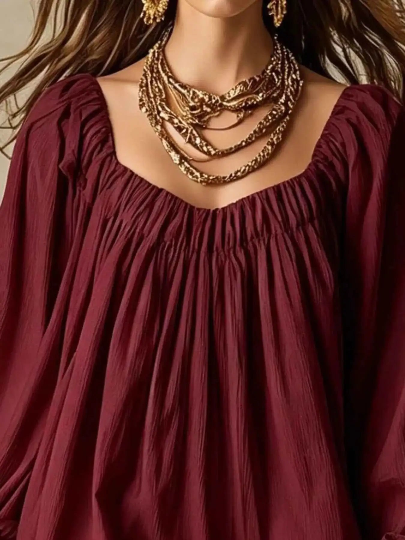 Flowy Balloon Sleeve Mini Dress